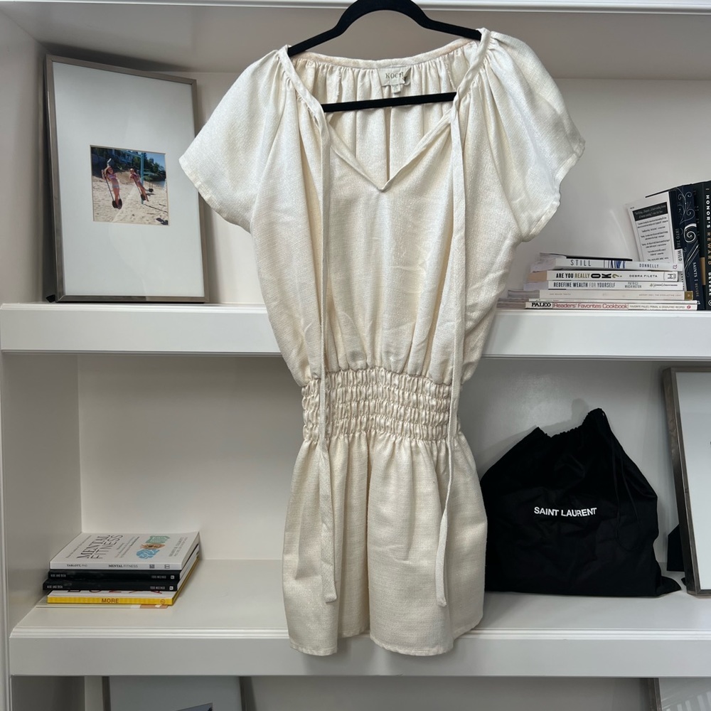 Koch mini dress with tie at neck and cinched waist